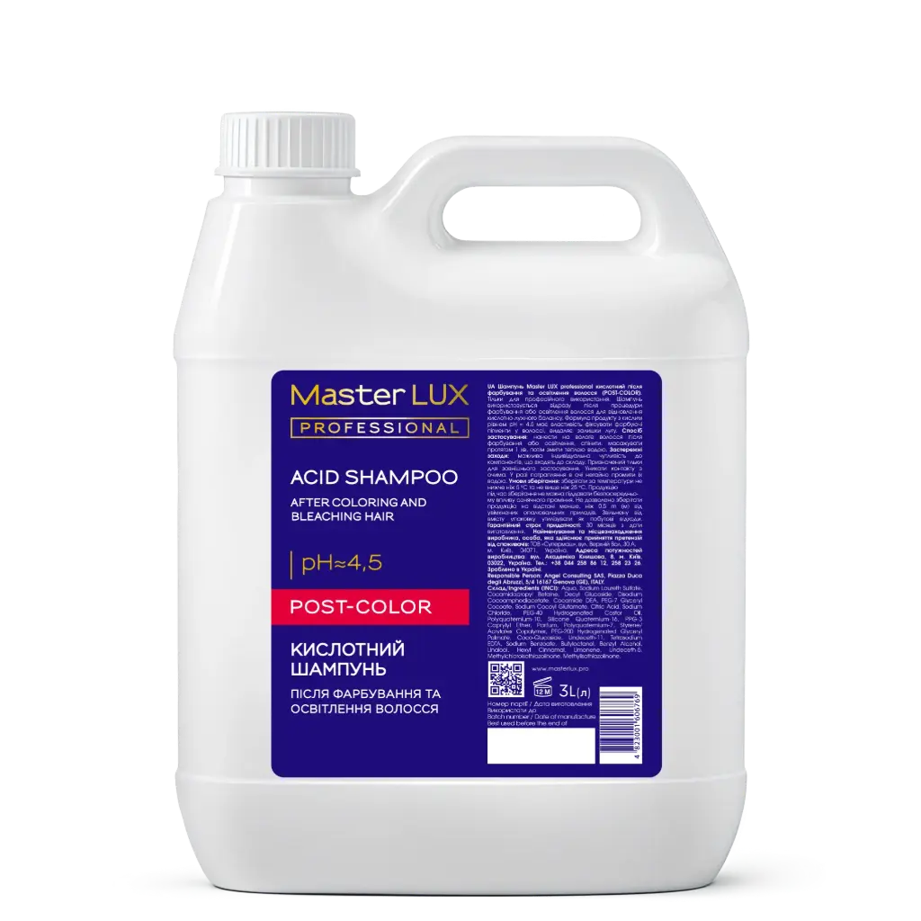 Balsam kwaśny Master LUX professional po koloryzacji i rozjaśnianiu włosów (POST-COLOR) 3L