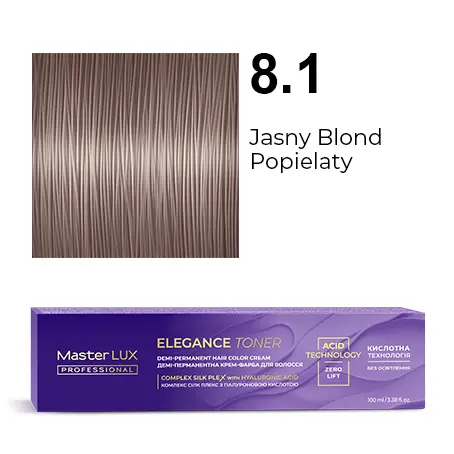 Półtrwała farba do włosów w kremie Master LUX professional ELEGANCE TONER 8.1 Jasny blond popielaty