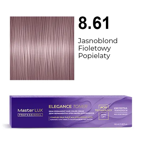 Półtrwała farba do włosów w kremie Master LUX professional ELEGANCE TONER 8.61 Jasnoblond fioletowy popielaty