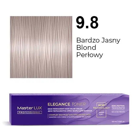 Półtrwała farba do włosów w kremie Master LUX professional ELEGANCE TONER 9.8 Bardzo jasny blond perłowy