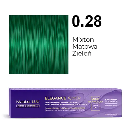 Półtrwała farba do włosów w kremie Master LUX professional ELEGANCE TONER 0.28 Mikston matowo-zielony
