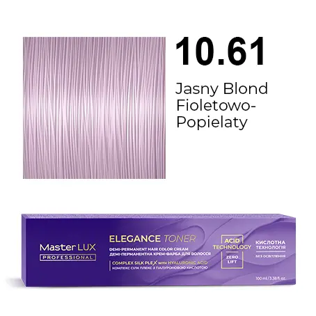 Półtrwała farba do włosów w kremie Master LUX professional ELEGANCE TONER 10.61 Jasny blond fioletowo-popielaty