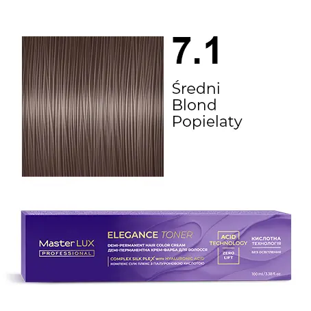 Demi-permanent hair color cream Master LUX professional ELEGANCE TONER 7.1 Medium Blonde Ash
