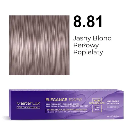Półtrwała farba do włosów w kremie Master LUX professional ELEGANCE TONER 8.81 Jasny blond perłowo-popielaty