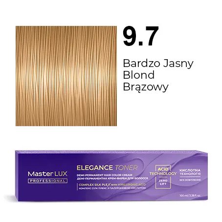 Półtrwała farba do włosów w kremie Master LUX professional ELEGANCE TONER 9.7 Bardzo jasny blond brązowy