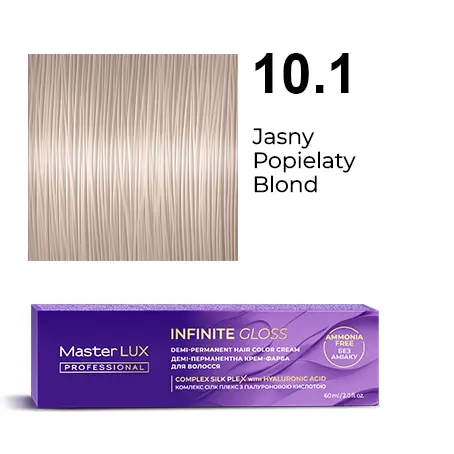 Półtrwała farba do włosów w kremie Master LUX professional INFINITY GLOSS 10.1 Jasny popielaty blond