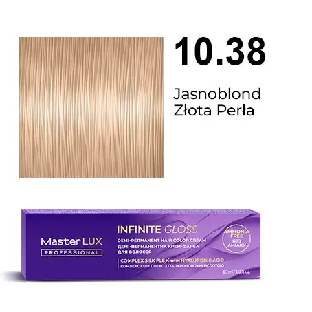 Półtrwała farba do włosów w kremie Master LUX Professional INFINITE GLOSS 10.38 — bardzo jasny blond złoto-perłowy