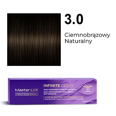 Demi-permanent hair color cream Master LUX professional INFINITE GLOSS 3.0 Dark Brown Natural