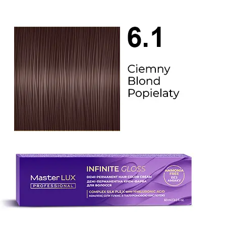 Półtrwała farba do włosów w kremie Master LUX professional INFINITY GLOSS 6.1 Ciemny blond popielaty