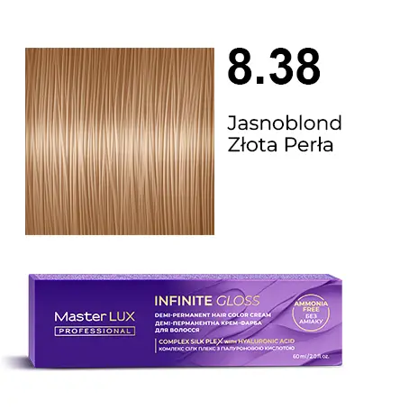 Półtrwała farba do włosów w kremie Master LUX professional INFINITY GLOSS 8.38 Jasnoblond złota perła