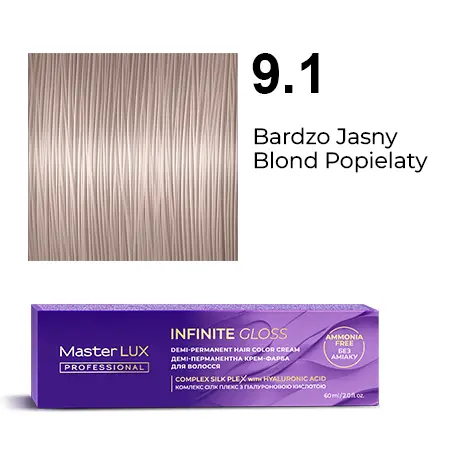 Demi-permanent hair color cream Master LUX professional INFINITE GLOSS 9.1 Very Light Blonde Ash