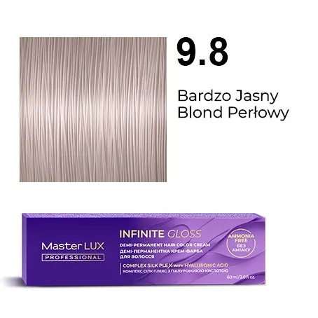 Demi-permanent hair color cream Master LUX professional INFINITE GLOSS 9.8 Very Light Blonde Pearl