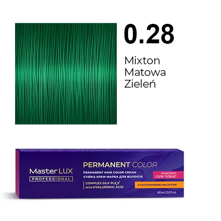 Krem do trwałej farby do włosów Master LUX professional 0.28 Mixton matowa zieleń