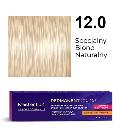 Krem do trwałej farby do włosów Master LUX professional 12.0 Specjalny blond naturalny