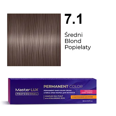 Permanent hair color cream Master LUX professional 7.1 Medium Blonde Ash