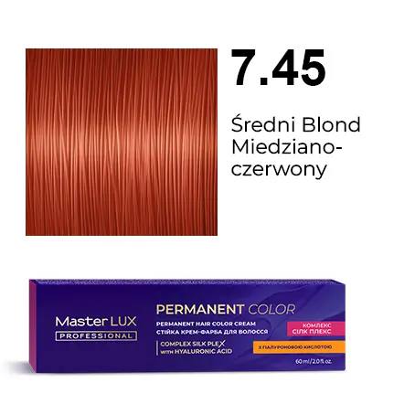 Krem do trwałej farby do włosów Master LUX professional 7.45 Średni blond miedziano-czerwony