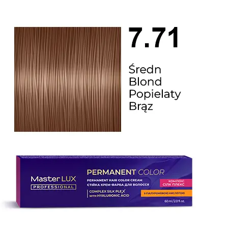 Krem do trwałej farby do włosów Master LUX professional 7.71 Średni blond popielaty brąz