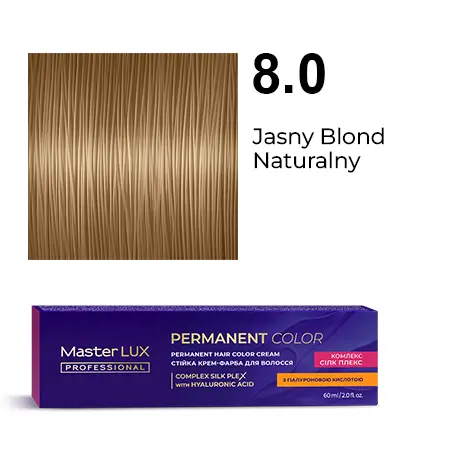 Krem do trwałej farby do włosów Master LUX professional 8.0 Jasny blond naturalny