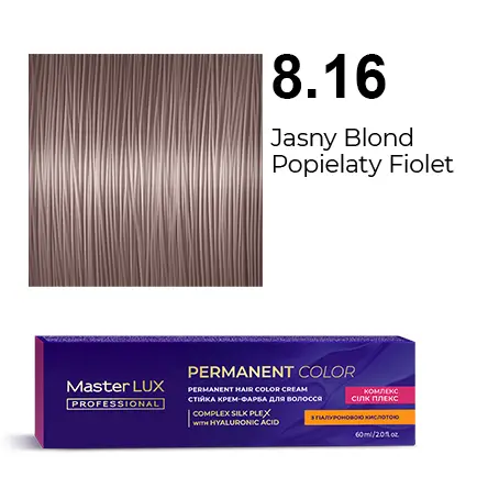 Krem do trwałej farby do włosów Master LUX professional 8.16 Jasny blond popielaty fiolet