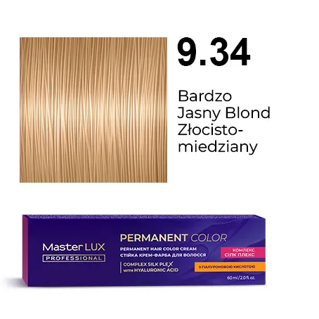 Permanent hair color cream Master LUX professional 9.34 Very Light Blonde Golden-Сopper