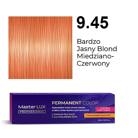 Krem do trwałej farby do włosów Master LUX professional 9.45 Bardzo jasny blond miedziano-czerwony