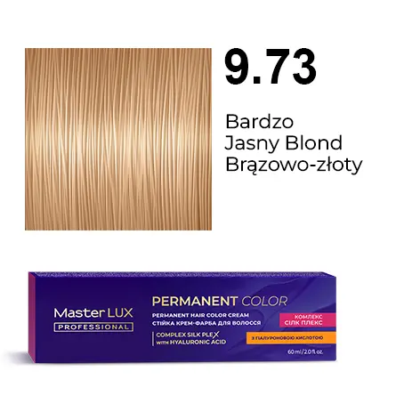Krem do trwałej farby do włosów Master LUX professional 9.73 Bardzo jasny blond brązowo-złoty