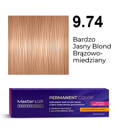Krem do trwałej farby do włosów Master LUX professional 9.74 Bardzo jasny blond brązowo-miedziany