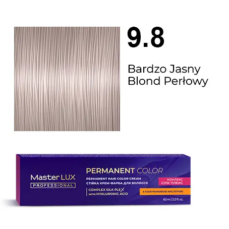 Krem do trwałej farby do włosów Master LUX professional 9.8 Bardzo jasny blond perłowy