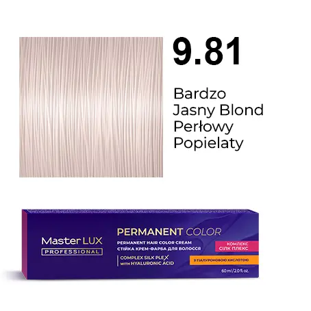 Permanent hair color cream Master LUX professional 9.81 Very Light Blonde Pearl Ash