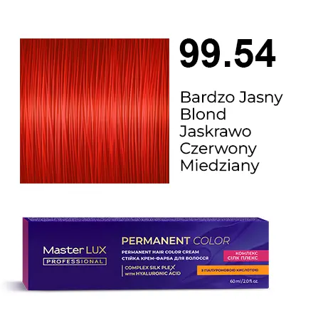 Krem do trwałej farby do włosów Master LUX professional 99.54 Bardzo jasny blond, jaskrawoczerwony, miedziany