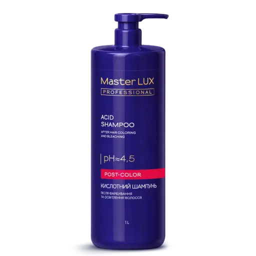 [10202] Шампунь кислотний після фарбування та освітлення волосся Master LUX professional 1000 мл