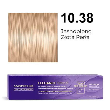 [20638] Demi-permanent hair color cream Master LUX professional ELEGANCE TONER 10.38 Lightest Blonde Golden-Pearl