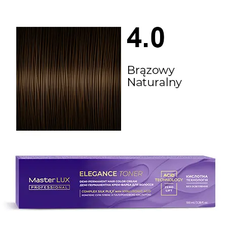 [20550] Półtrwała farba do włosów w kremie Master LUX professional ELEGANCE TONER 4.0 Brązowy naturalny