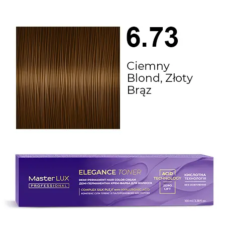 [20584] Półtrwała farba do włosów w kremie Master LUX professional ELEGANCE TONER 6.73 Ciemny blond, złoty brąz