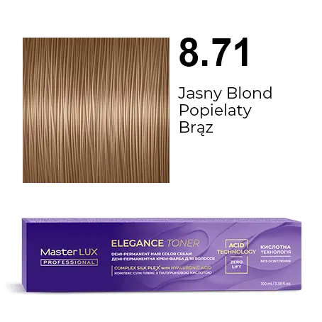 [20614] Półtrwała farba do włosów w kremie Master LUX professional ELEGANCE TONER 8.71 Jasny blond popielaty brąz
