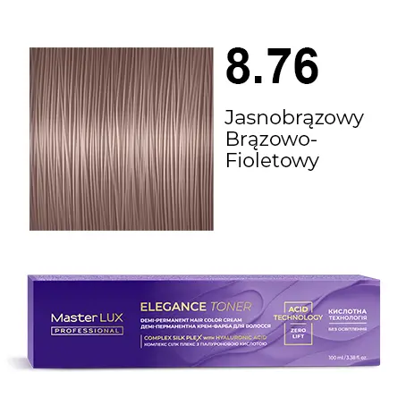 [20616] Półtrwała farba do włosów w kremie Master LUX professional ELEGANCE TONER 8.76 Jasnobrązowy brązowo-fioletowy