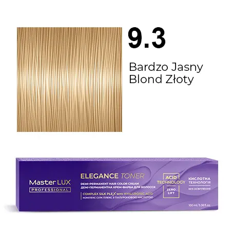 [20621] Półtrwała farba do włosów w kremie Master LUX professional ELEGANCE TONER 9.3 Bardzo jasny blond złoty