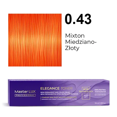 [20651] Demi-permanent hair color cream Master LUX professional ELEGANCE TONER 0.43 Mixtone Coppery Golden