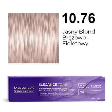 [20644] Półtrwała farba do włosów w kremie Master LUX professional ELEGANCE TONER 10.76 Jasny blond brązowo-fioletowy