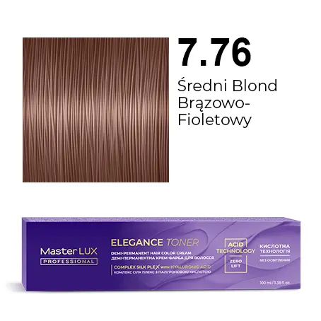 [20601] Demi-permanent hair color cream Master LUX professional ELEGANCE TONER 7.76 Medium Blonde Brown Violet
