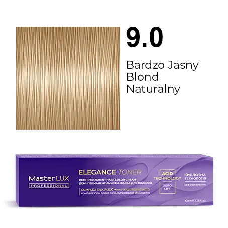 [20618] Półtrwała farba do włosów w kremie Master LUX professional ELEGANCE TONER 9.0 Bardzo jasny blond naturalny