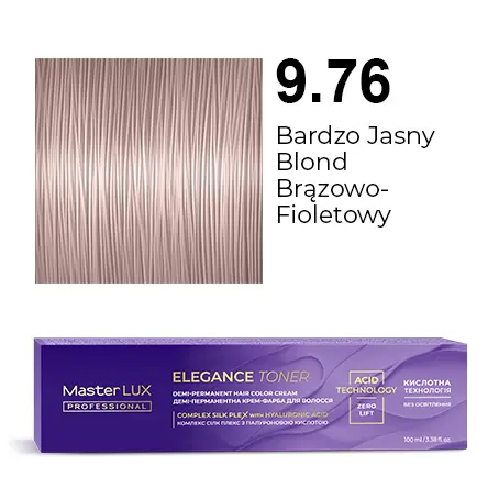 [20630] Półtrwała farba do włosów w kremie Master LUX professional ELEGANCE TONER 9.76 Bardzo jasny blond brązowo-foletowy
