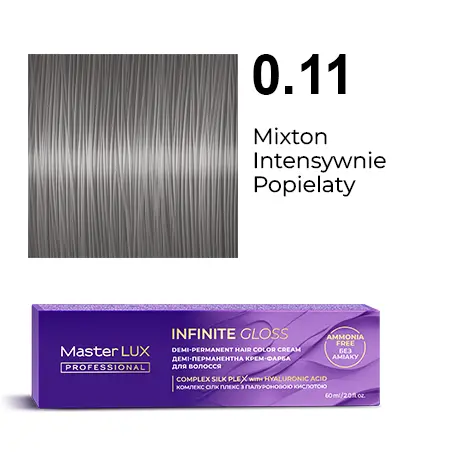 Demi-permanent hair color cream Master LUX professional INFINITE GLOSS 0.11 Mixtone Intensive Ash