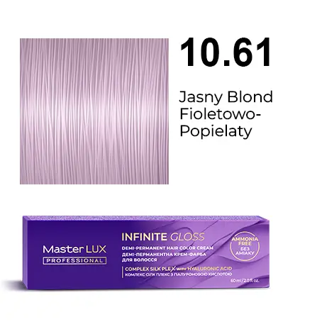 Półtrwała farba do włosów w kremie Master LUX professional INFINITY GLOSS 10.61 Jasny blond fioletowo-popielaty