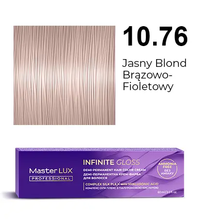 Demi-permanent hair color cream Master LUX professional INFINITE GLOSS 10.76 Lightest Blonde Brown Violet