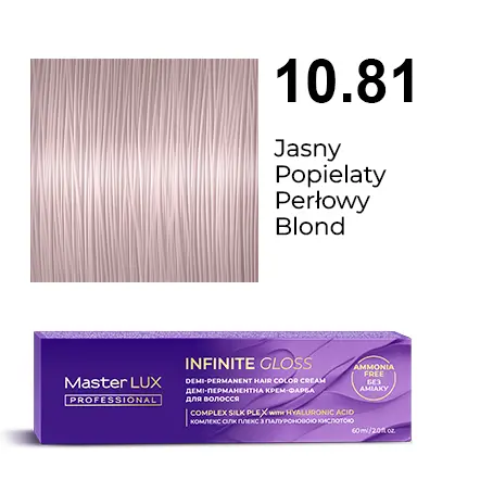 Demi-permanent hair color cream Master LUX professional INFINITE GLOSS 10.81 Lightest Blonde Pearl Ash
