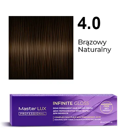 Demi-permanent hair color cream Master LUX professional INFINITE GLOSS 4.0 Medium Brown Natural