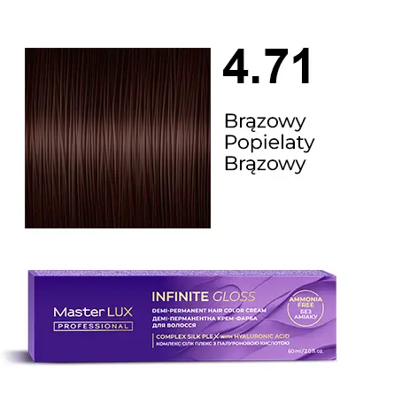 Demi-permanent hair color cream Master LUX professional INFINITE GLOSS 4.71 Medium Brown Brown Ash