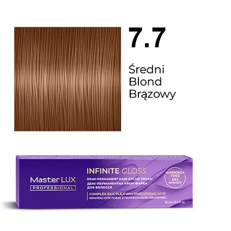 [IG-7.7] Напівстійка крем-фарба для волосся Master LUX Professional INFINITE GLOSS 7.7 — середній блонд коричневий