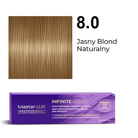 Demi-permanent hair color cream Master LUX professional INFINITE GLOSS 8.0 Light Blonde Natural